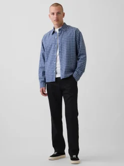 Linen-Cotton Relaxed Straight Trousers
