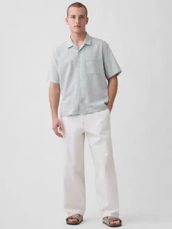 Linen-Cotton Relaxed Straight-Hem Shirt