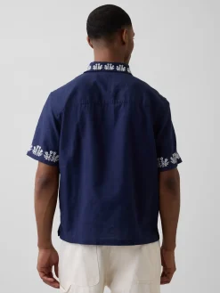 Linen-Cotton Relaxed Straight-Hem Shirt