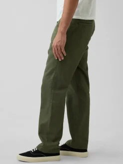 Linen-Cotton Relaxed Straight Trousers