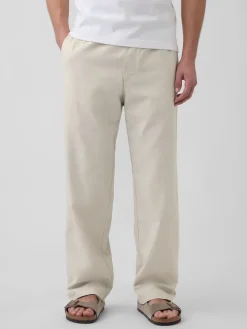 Linen-Cotton Relaxed Taper Easy Pants