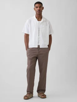 Linen-Cotton Relaxed Taper Easy Pants
