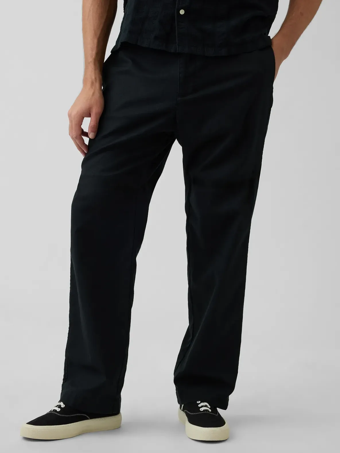 Linen-Cotton Relaxed Taper Easy Pants