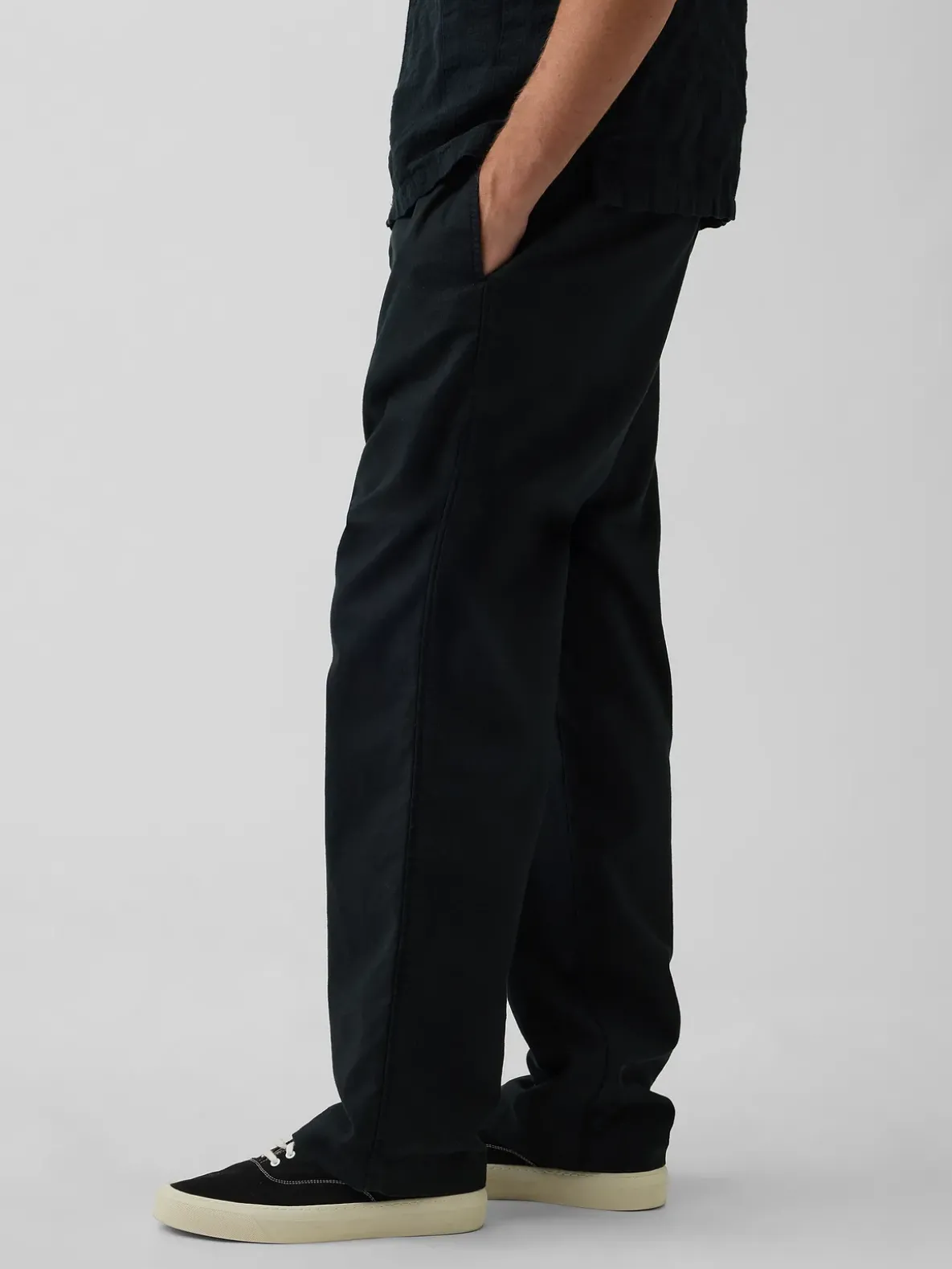 Linen-Cotton Relaxed Taper Easy Pants