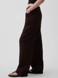 Linen-Cotton Wide-Leg Pants