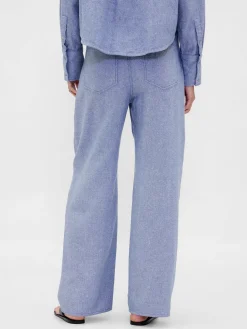 Linen-Cotton Wide-Leg Pants