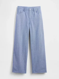 Linen-Cotton Wide-Leg Pants