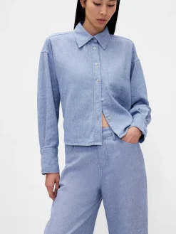 Linen-Cotton Wide-Leg Pants