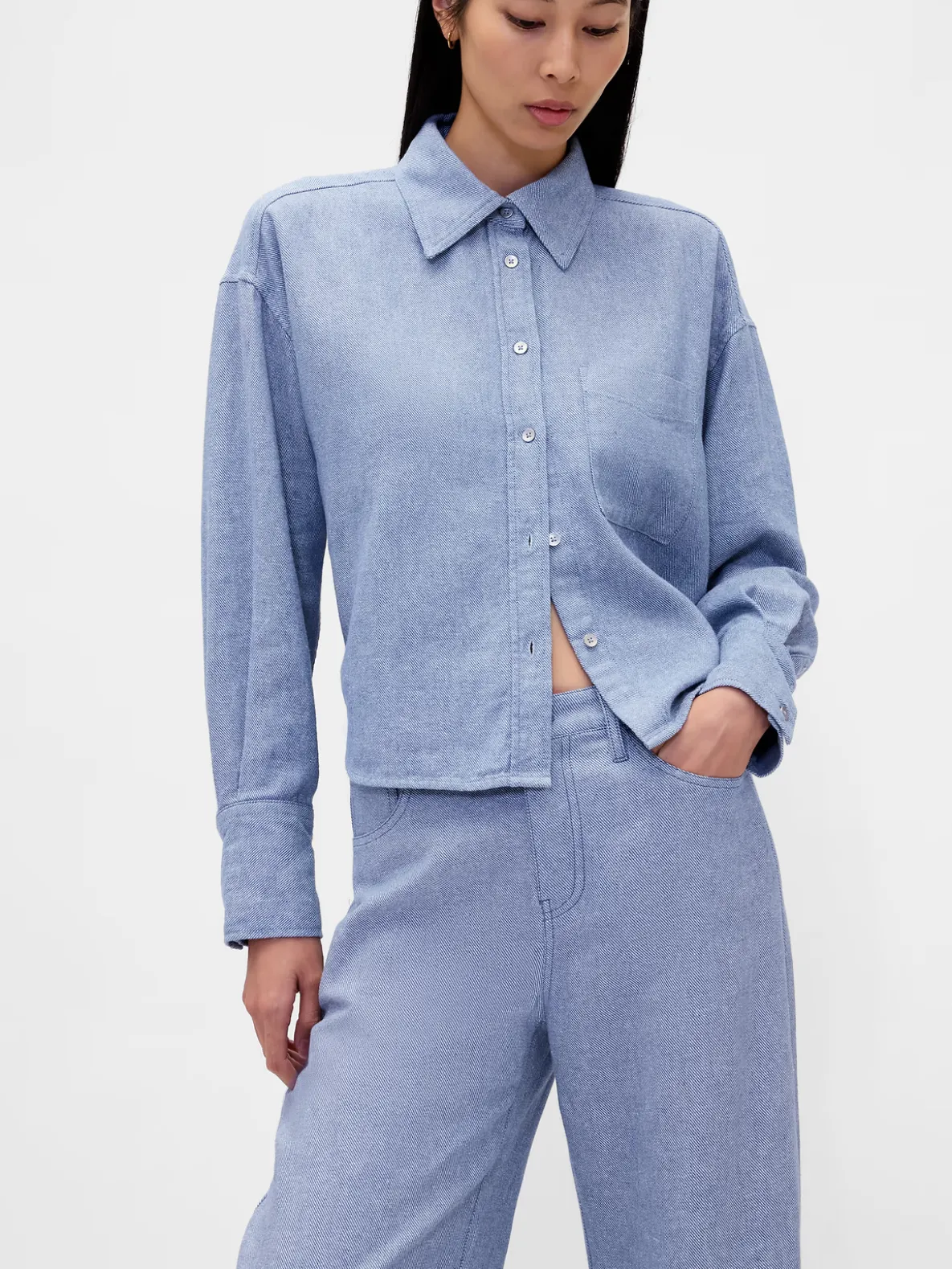 Linen-Cotton Wide-Leg Pants