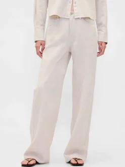Linen-Cotton Wide-Leg Pants