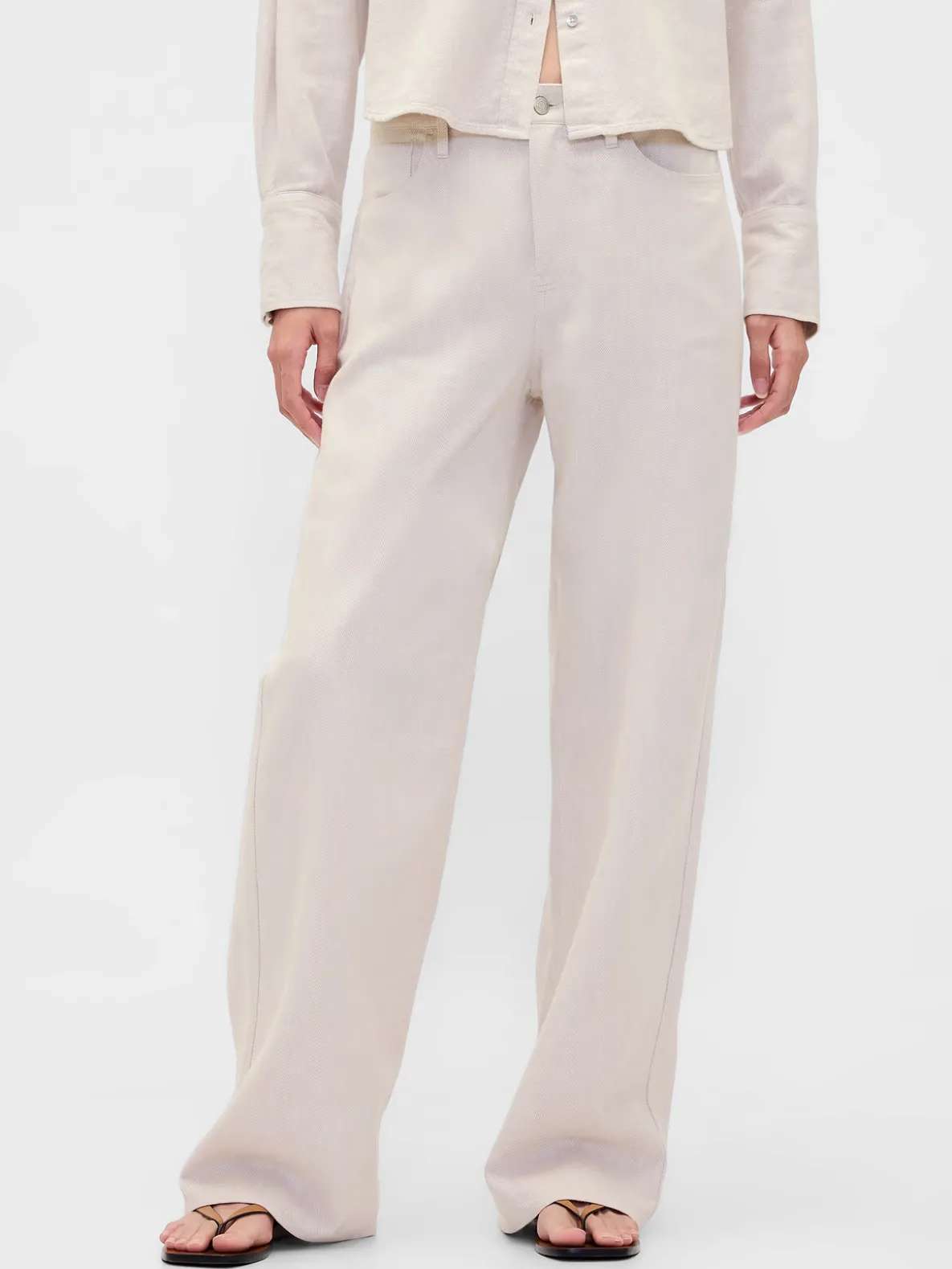 Linen-Cotton Wide-Leg Pants