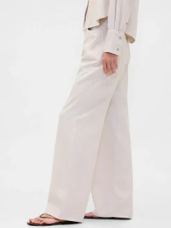 Linen-Cotton Wide-Leg Pants