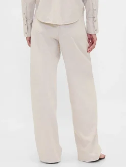 Linen-Cotton Wide-Leg Pants