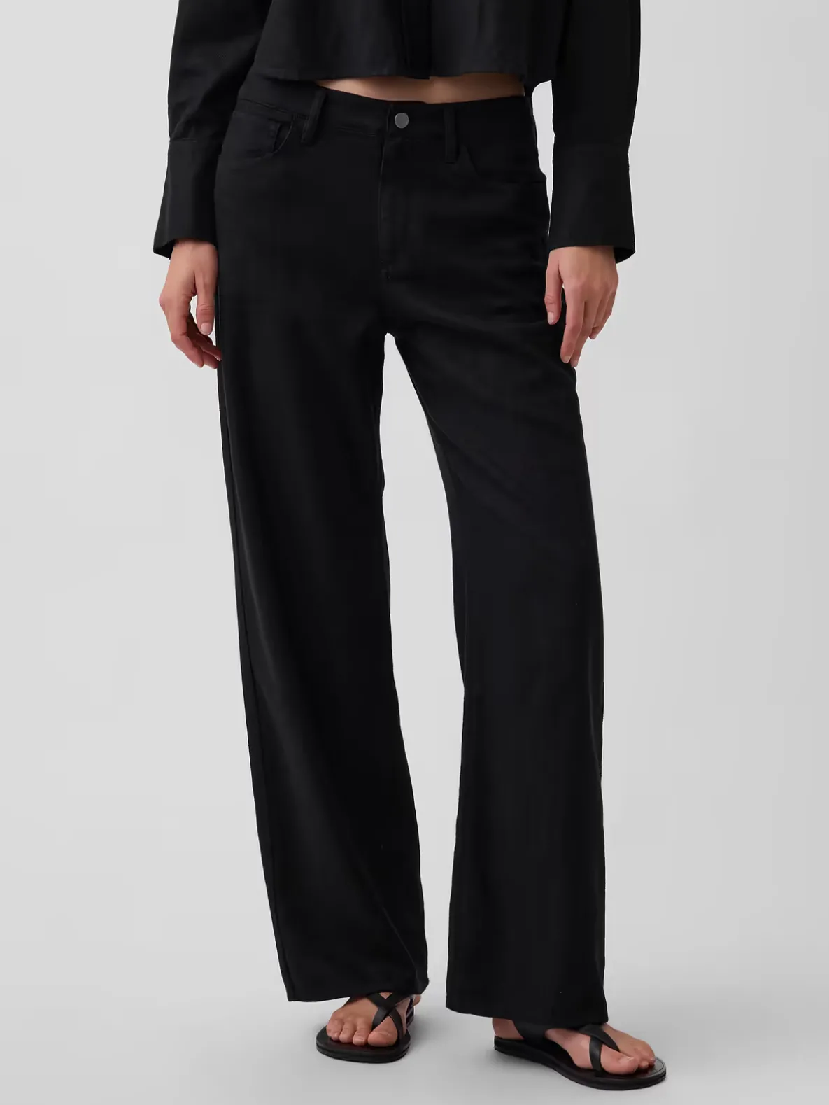 Linen-Cotton Wide-Leg Pants