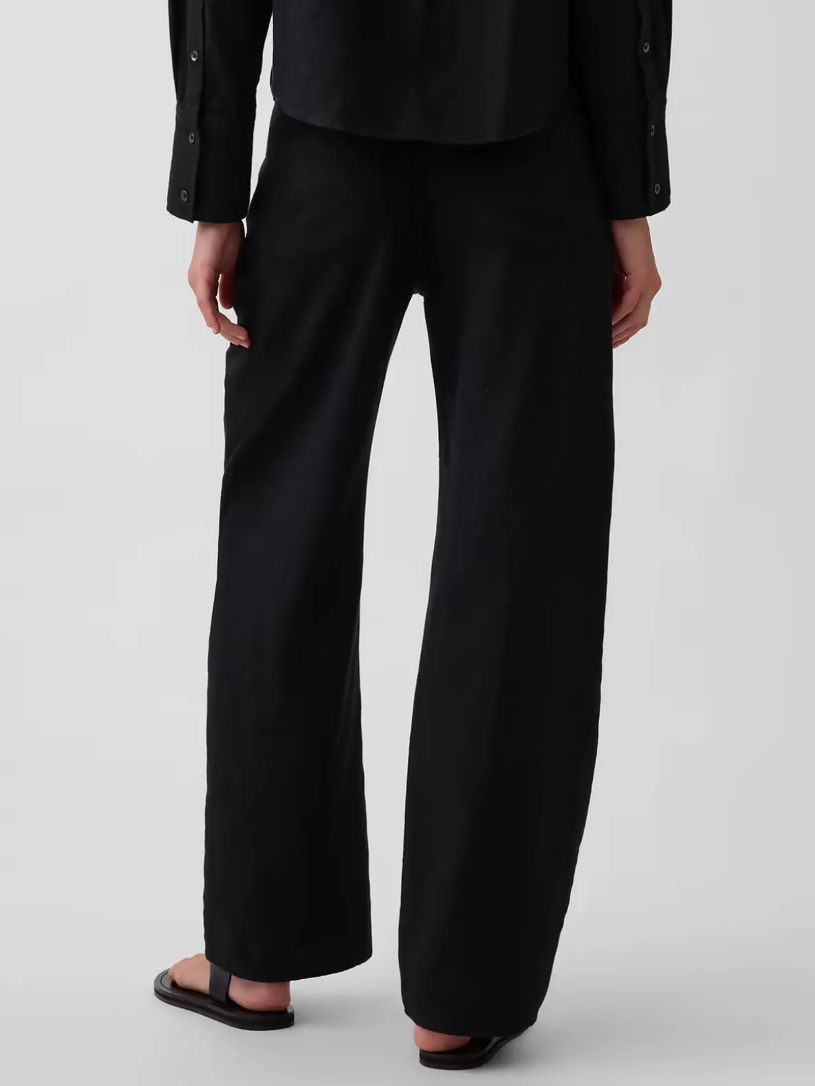 Linen-Cotton Wide-Leg Pants