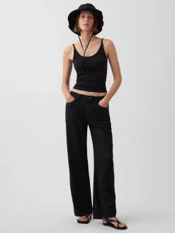 Linen-Cotton Wide-Leg Pants