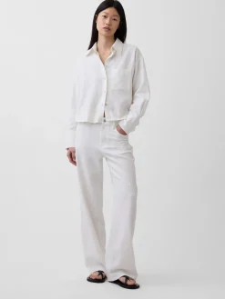 Linen-Cotton Wide-Leg Pants