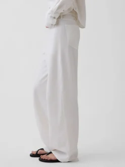 Linen-Cotton Wide-Leg Pants