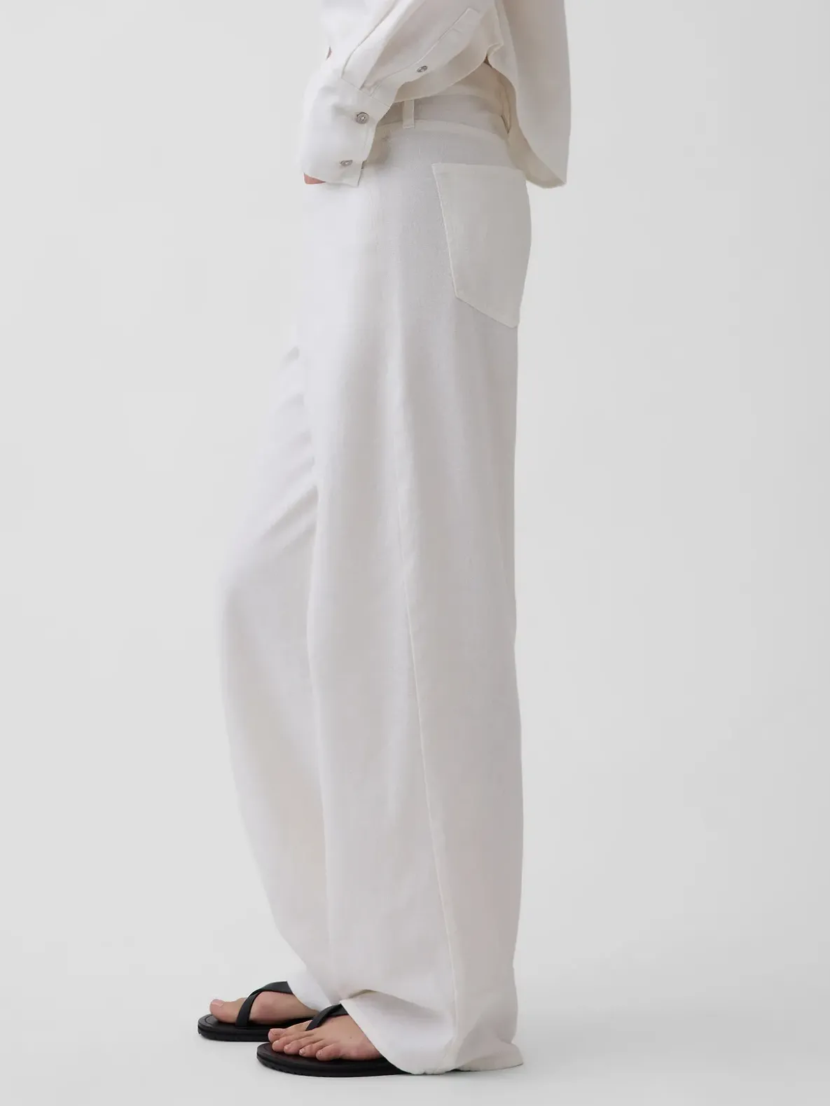 Linen-Cotton Wide-Leg Pants