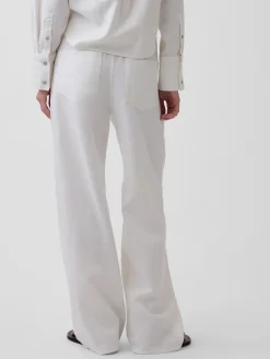 Linen-Cotton Wide-Leg Pants
