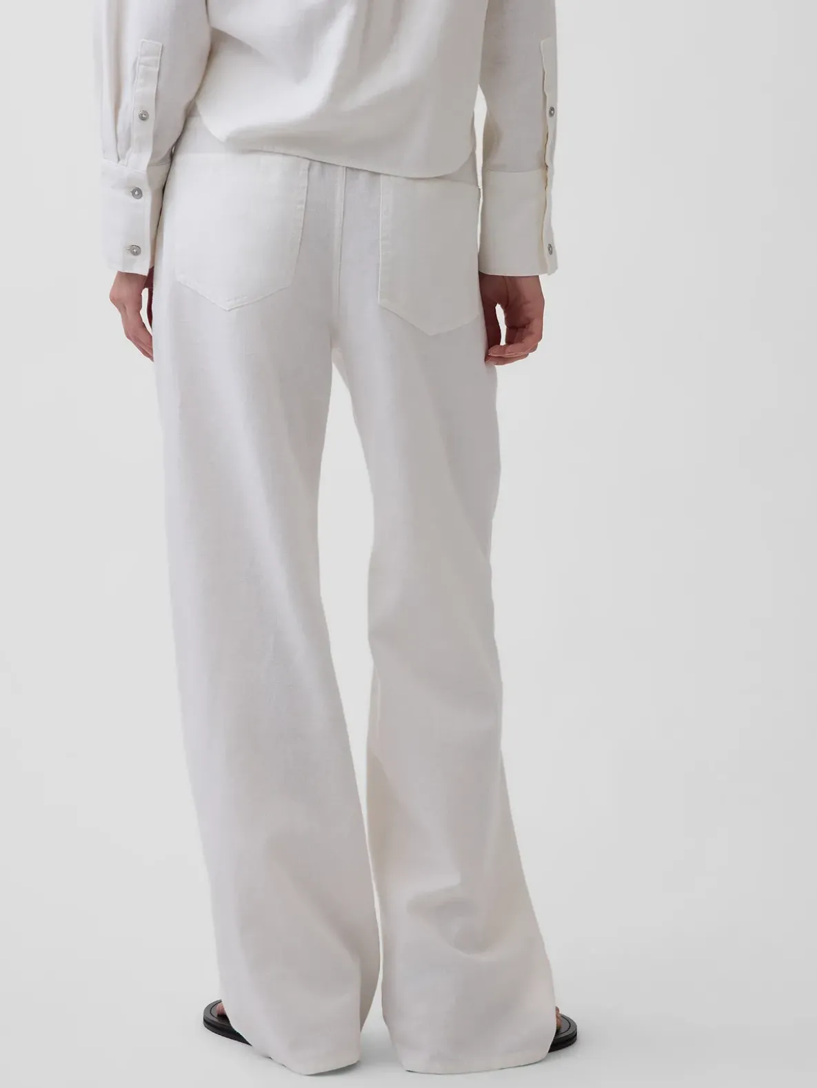 Linen-Cotton Wide-Leg Pants