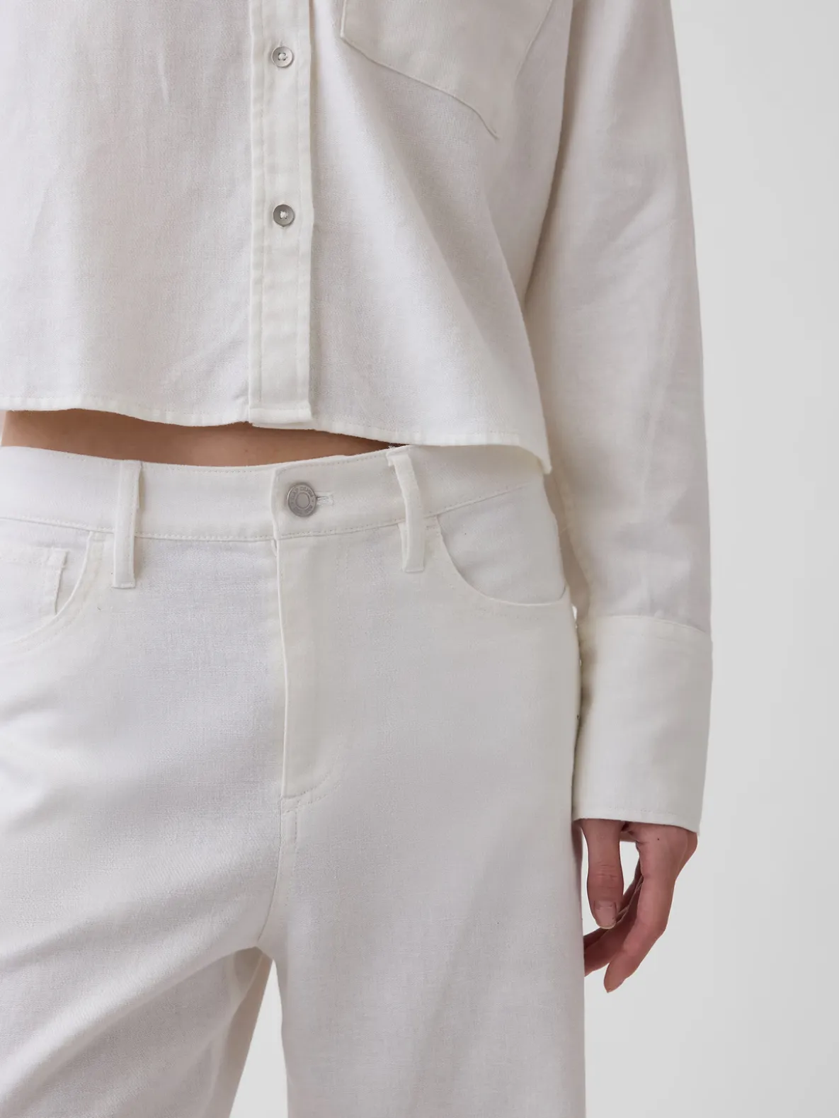 Linen-Cotton Wide-Leg Pants