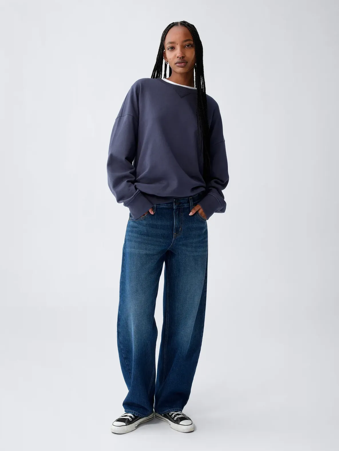 Low Rise Barrel Jeans