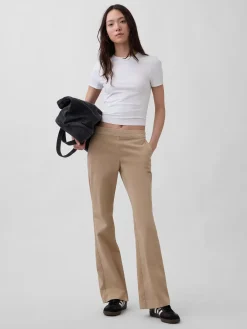 Low Rise Fitted Flare Khakis