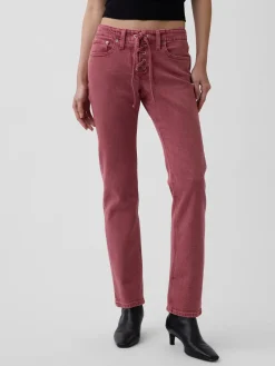 Low Rise Lace-Up '90s Slim Straight Jeans