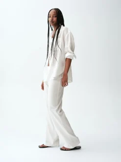 Low Rise Linen-Blend Flare Pants