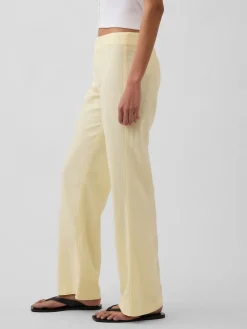 Low Rise Linen-Blend Flare Pants