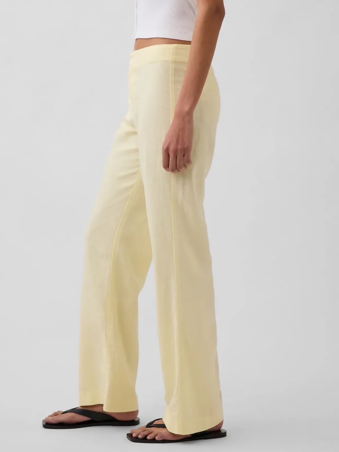 Low Rise Linen-Blend Flare Pants