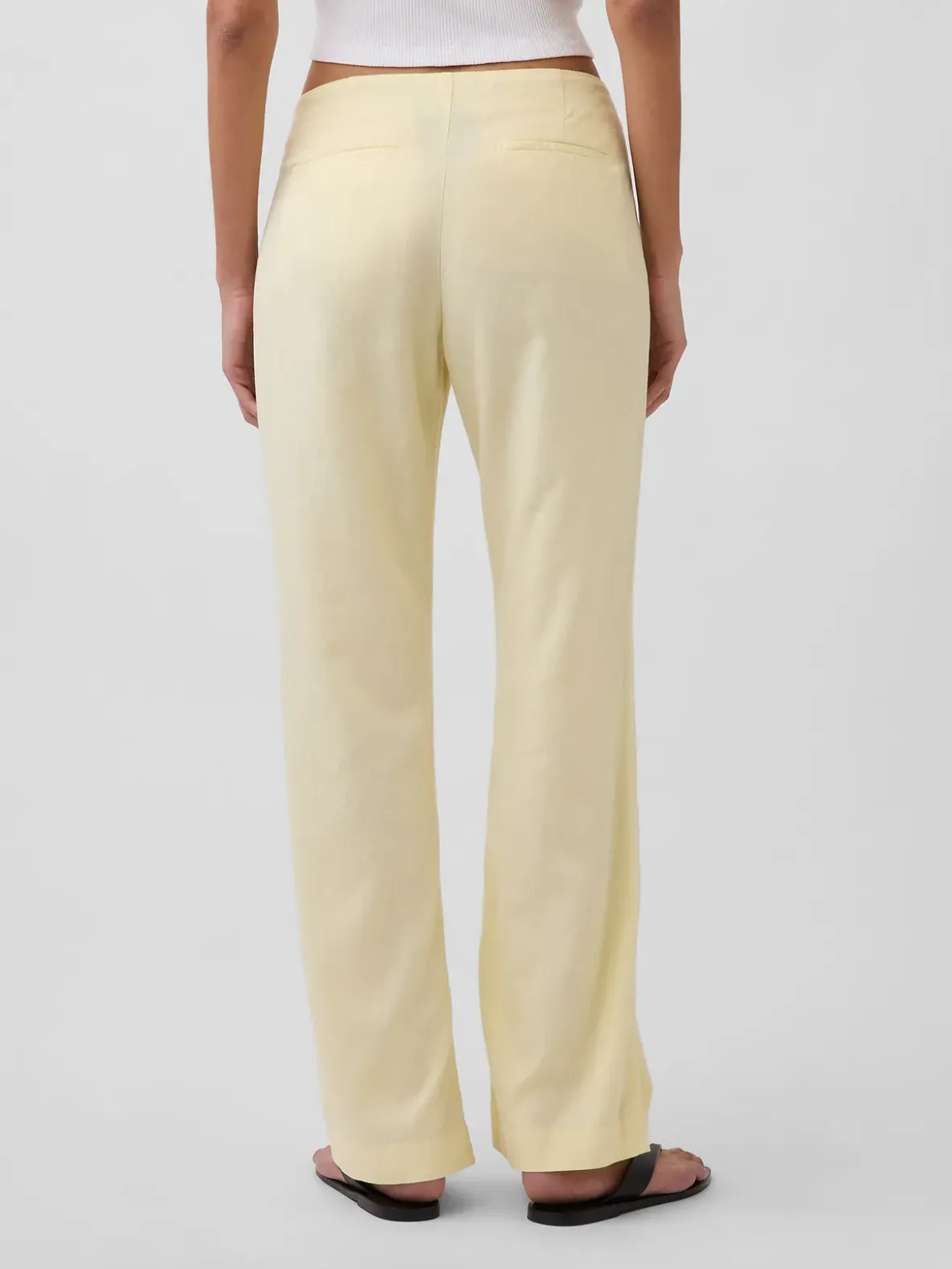 Low Rise Linen-Blend Flare Pants