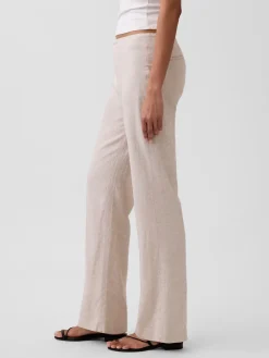 Low Rise Linen-Blend Flare Pants