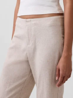 Low Rise Linen-Blend Flare Pants