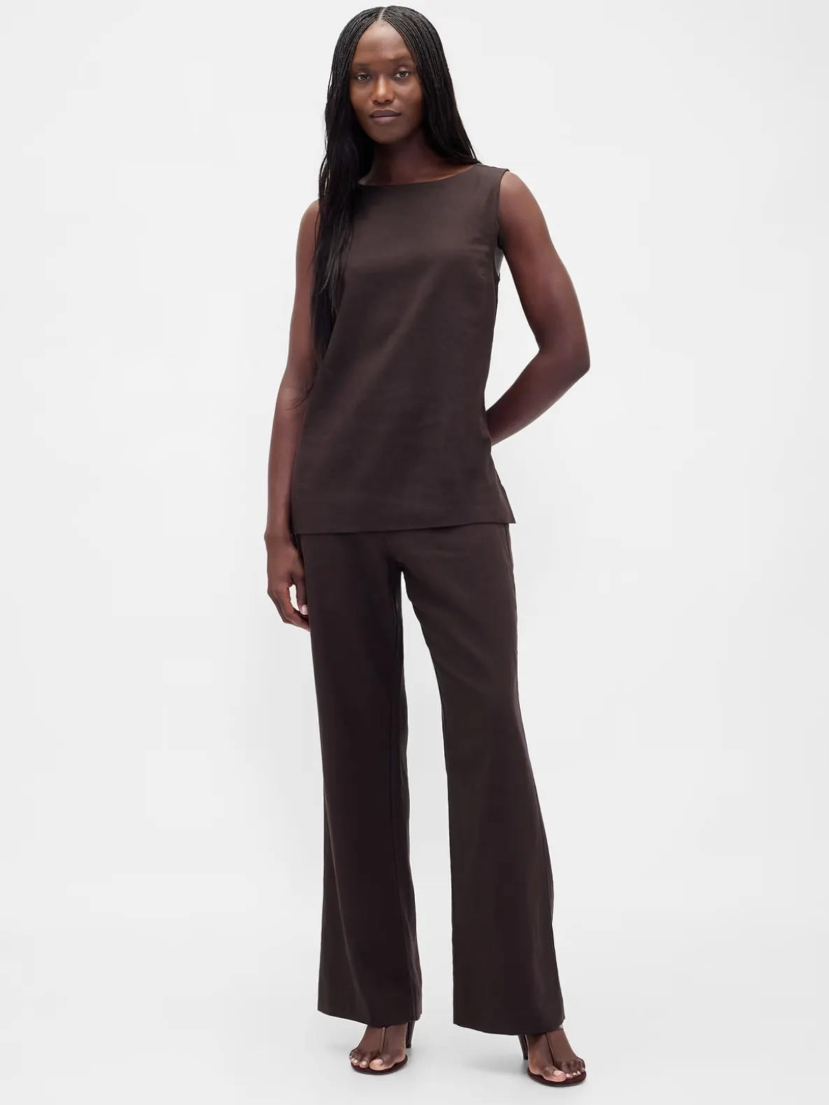 Low Rise Linen-Blend Flare Pants