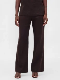 Low Rise Linen-Blend Flare Pants