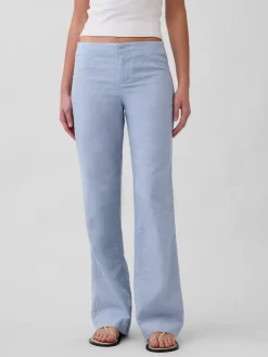 Low Rise Linen-Blend Flare Pants