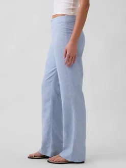 Low Rise Linen-Blend Flare Pants