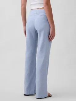 Low Rise Linen-Blend Flare Pants