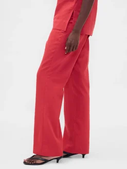 Low Rise Linen-Blend Flare Pants