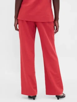 Low Rise Linen-Blend Flare Pants