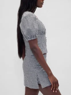 Low Rise Linen-Blend Mini Skort
