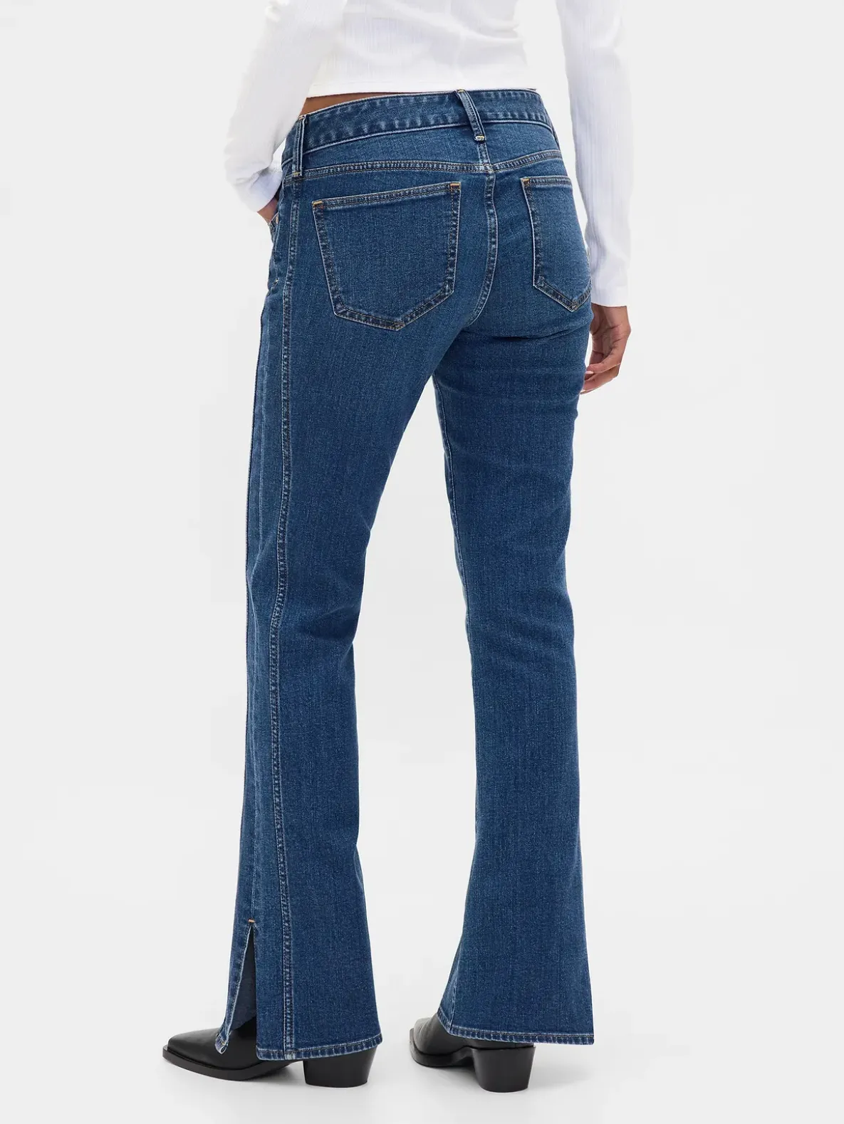 Low Rise Long & Lean Seamed Split-Hem Jeans