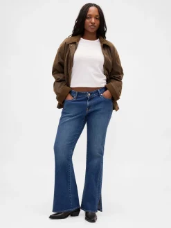 Low Rise Long & Lean Seamed Split-Hem Jeans