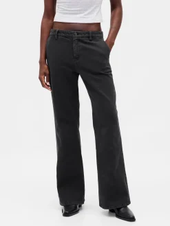 Low Rise Relaxed Flare Khakis
