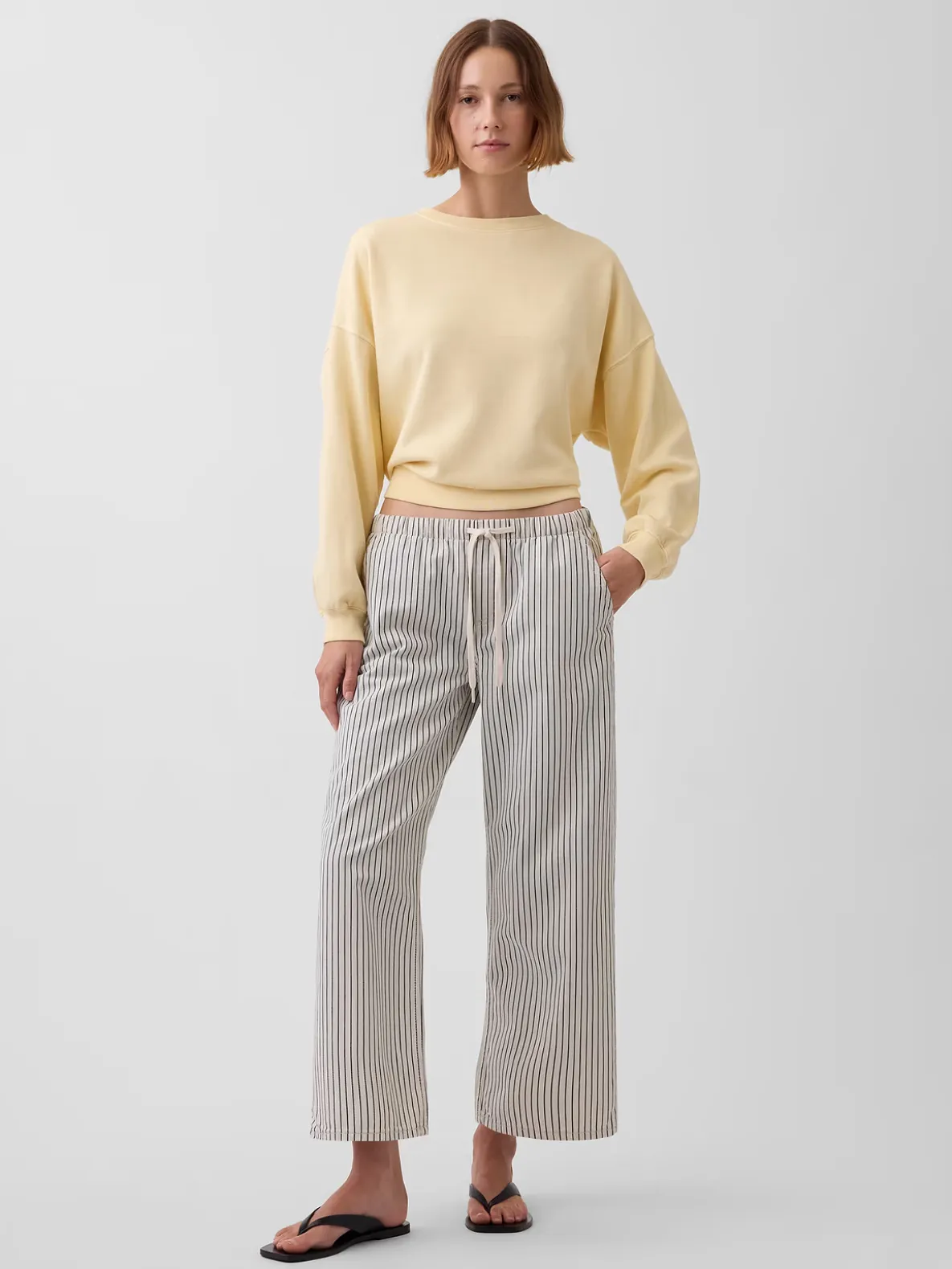 Low Rise '90s Loose Easy Crop Stripe Jeans