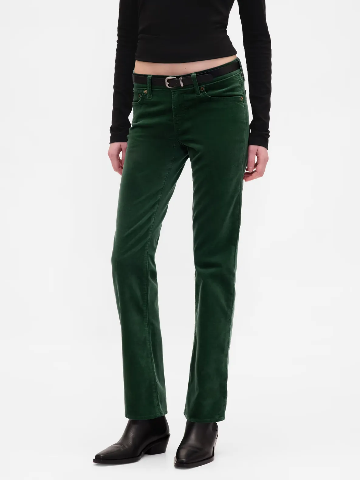 Low Rise Velvet '90s Slim Straight Pants