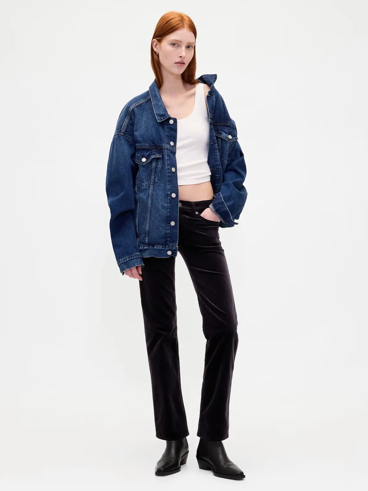 Low Rise Velvet '90s Slim Straight Pants