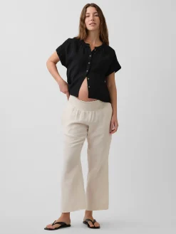 Maternity Cotton Gauze Full Panel Pants